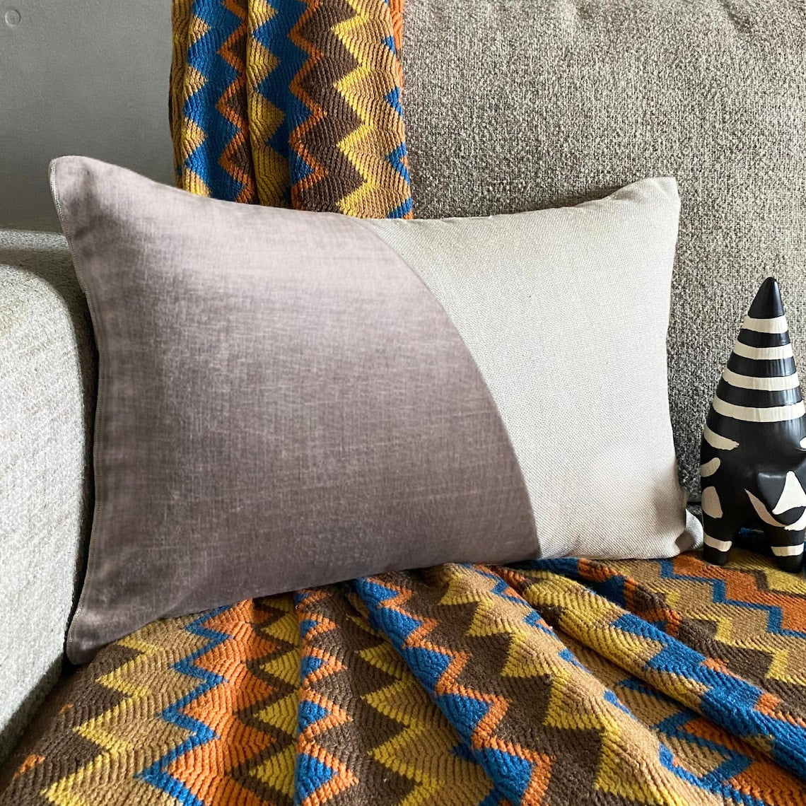 Velutinous Taupe Lumbar Pillow Cover