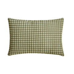 Green Linen Lumbar Cushion Cover - Sage Houndstooth Lumbatr