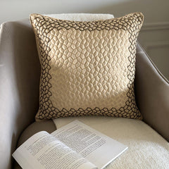 Mosaic Mood Beige - Beige Jacquard Throw Cushion Cover