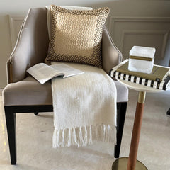 Mosaic Mood Beige - Beige Jacquard Throw cushion Cover