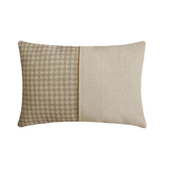 Beige Linen Lumbar Cushion Cover - Oat Houndstooth Lumbar