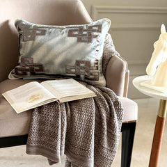 Greek Zeus - Ivory Velvet Decorative Lumbar Pillow Cover