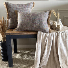 Jute Carnival - Grey Jute Throw cushion Cover