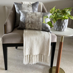 Foil Palette - Grey & Ivory Suede Lumbar Pillow Cover