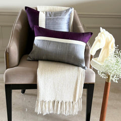 Plush Purple Silk - Purple Silk Lumbar Pillow Cover