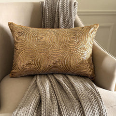 All Eyes On Gold - Art Silk Gold Decorative Lumbar Cushion  Cover