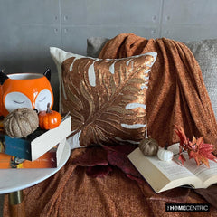 Cinnamon Pumpkins - Brown Woven Jacquard Decorative Throw Cushion Cover