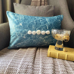 Quartz Center Teal - Teal Blue Suede Lumbar Pillow Cover