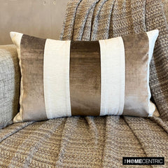 Swathe Brown - Brown Velvet & Linen Lumbar Pillow Cover