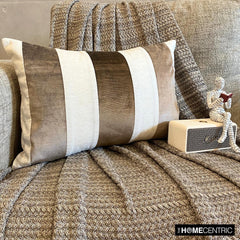 Swathe Brown - Brown Velvet & Linen Lumbar Pillow Cover