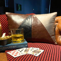 The Plough - Brown Faux Leather Lumbar Pillow Cover