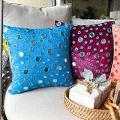 Blue Mirror - Aqua Blue Art Silk Decorative Euro Sham