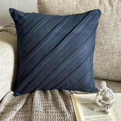 Contemporary Navy - Navy Blue Faux Suede Throw Pillow Cover