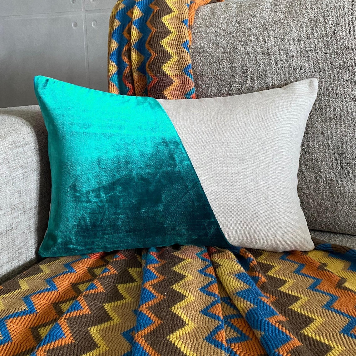 Velutinous Teal Lumbar Pillow Cover