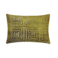 Chartreuse Green Velvet Lumbar Cushion Cover - Chartreuse Grid Lumbar