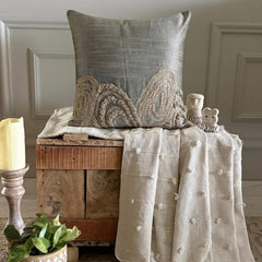 Silver Jute Pillow Cover