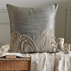 Silver Jute - Silver Art Silk Decorative Euro Sham