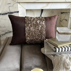 Chocolate Cream - Art Silk Chocolate Brown Decorative Lumbar Pillow Cover