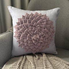 Flowerbed - Purple Felt Throw Pillow Cover