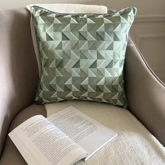 Teal Moire Effects - Teal Blue Silk Decorative Euro Sham