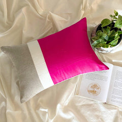 Fuchsia Silk Essence - Fuchsia Pink Silk Lumbar Cushion Cover