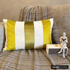 Swathe Chartreuse - Green Velvet & Linen Lumbar Pillow Cover