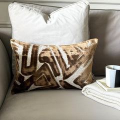 Copper Velvet Lumbar Cushion Cover - Copper Strokes Lumbar