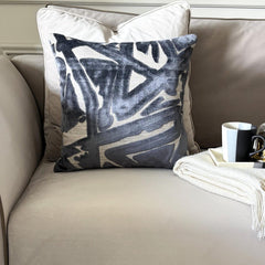 Charcoal Gray Velvet Lumbar Cushion Cover - Charcoal Strokes Lumbar