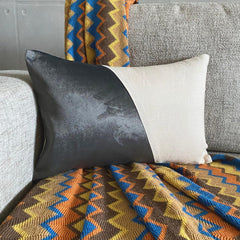 Velutinous Grey - Grey Velvet & Linen Lumbar Pillow Cover