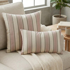 Pink Terra Stripes Lumbar Cushion Cover