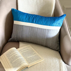 Plush Royal Blue Silk - Royal Blue Silk Lumbar Pillow Cover