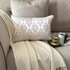 Pink Jacquard Throw Cushion Cover - Blush Baroque
