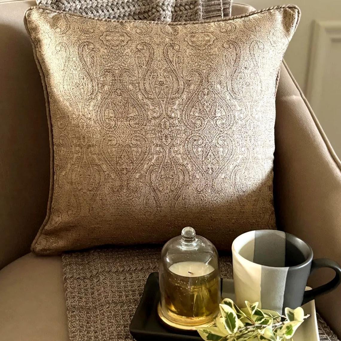 Golden Cascade Throw Cushion Cover