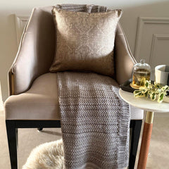 Antique Gold Jacquard Throw Cushion Cover - Golden Cascade