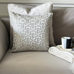 Champagne Velvet Lumbar Cushion Cover - Champagne Interlock Lumbar