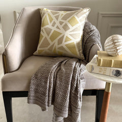 Tangled Trellis - Yellow Jacquard Art Silk Decorative Euro Sham
