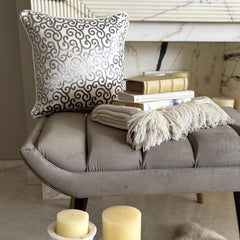 Paloma Gray Scrolls - Gray Burnout Velvet Decorative Euro Sham