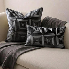 Obsidian Grid Lumbar Cushion Cover