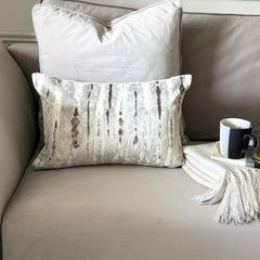 Beige Velvet Lumbar Cushion Cover - Grunge Haze Oak Lumbar