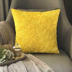 Yellow Sunshine - Yellow Art Silk Throw Pillow Cover