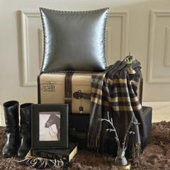 Silent Night - Gray Faux Leather Decorative Euro Sham
