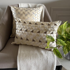 Gold Triad - Gold & ivory Jacquard Lumbar Pillow Cover