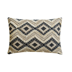 Black & Beige Jacquard Lumbar Cushion Cover - Nomad Drift