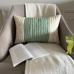 Powder Kissed - Blue & White Jacquard Lumbar Pillow Cover