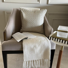 Mosaic Mood Grey - Gray Jacquard Throw Cushion Cover