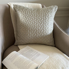 Mosaic Mood Grey - Gray Jacquard Throw Cushion Cover