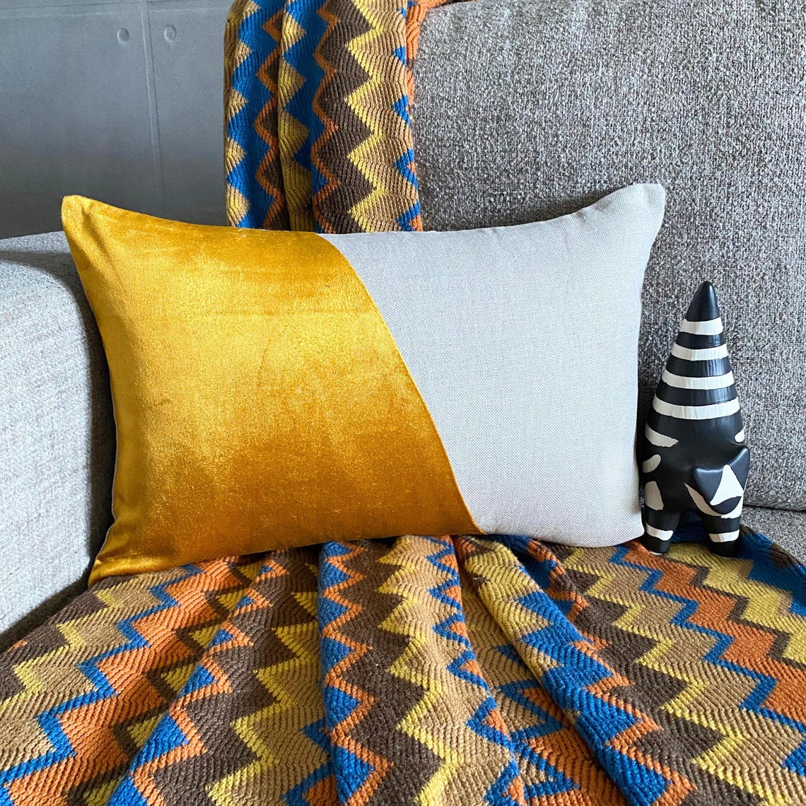 Velutinous Saffron Yellow Lumbar Pillow Cover