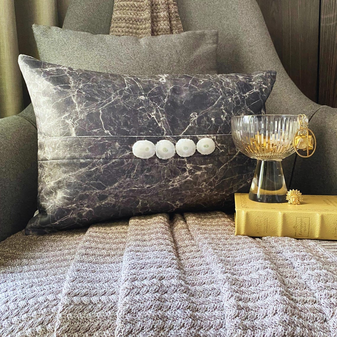 Quartz Center Grey Lumbar Pillow Cover