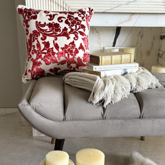 Paloma Grey Floral - Paloma Gray Burnout Velvet Throw Pillow Cover