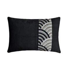 Black Linen Lumbar Cushion Cover - Black Grace